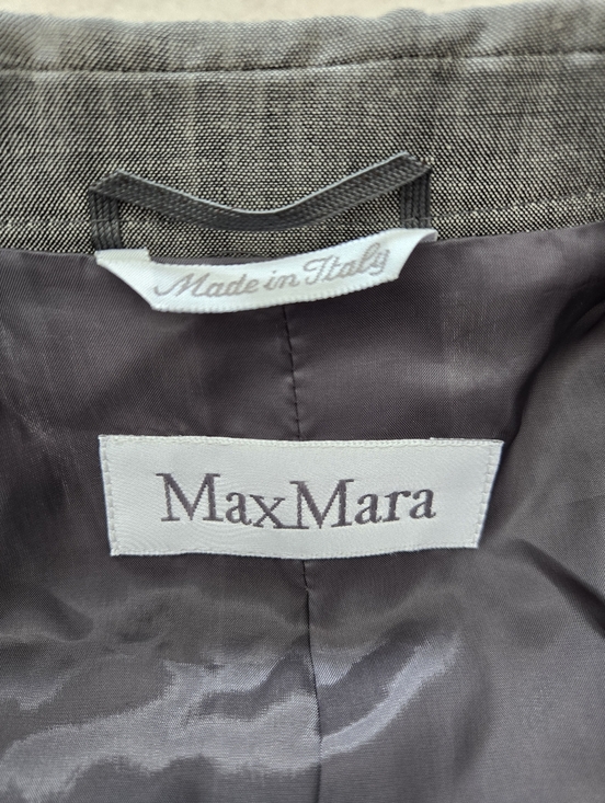 MAX MARA Virgin Wool And Mohair Lightweight Gray Single-Button Blazer. Size 8 - Picture 10 of 14